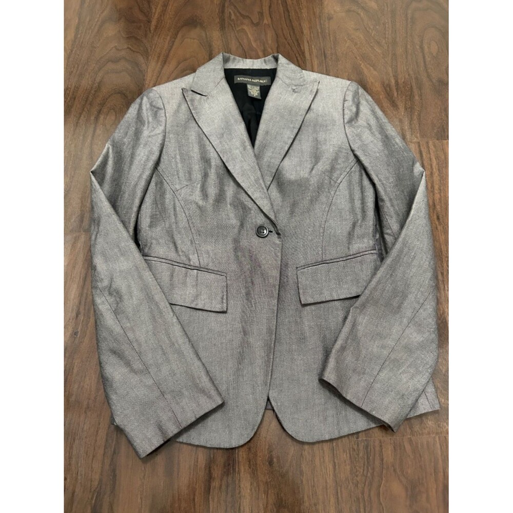 Banana Republic Women's Gray Single-Button Blazer